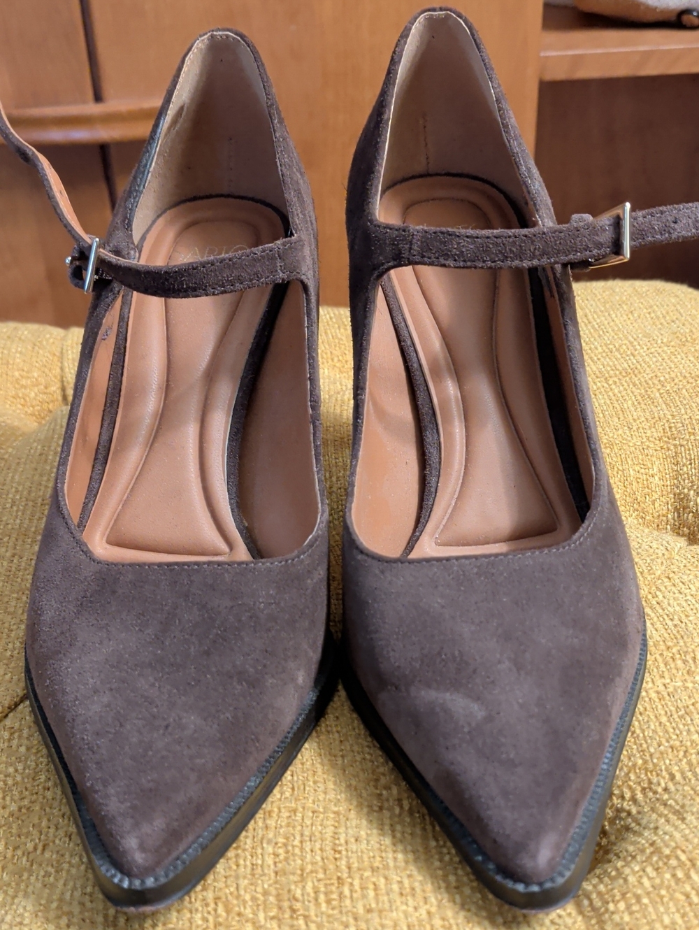 SARTO By Franco Sarto Dark Brown Suede Mary Jane Pointed Pumps